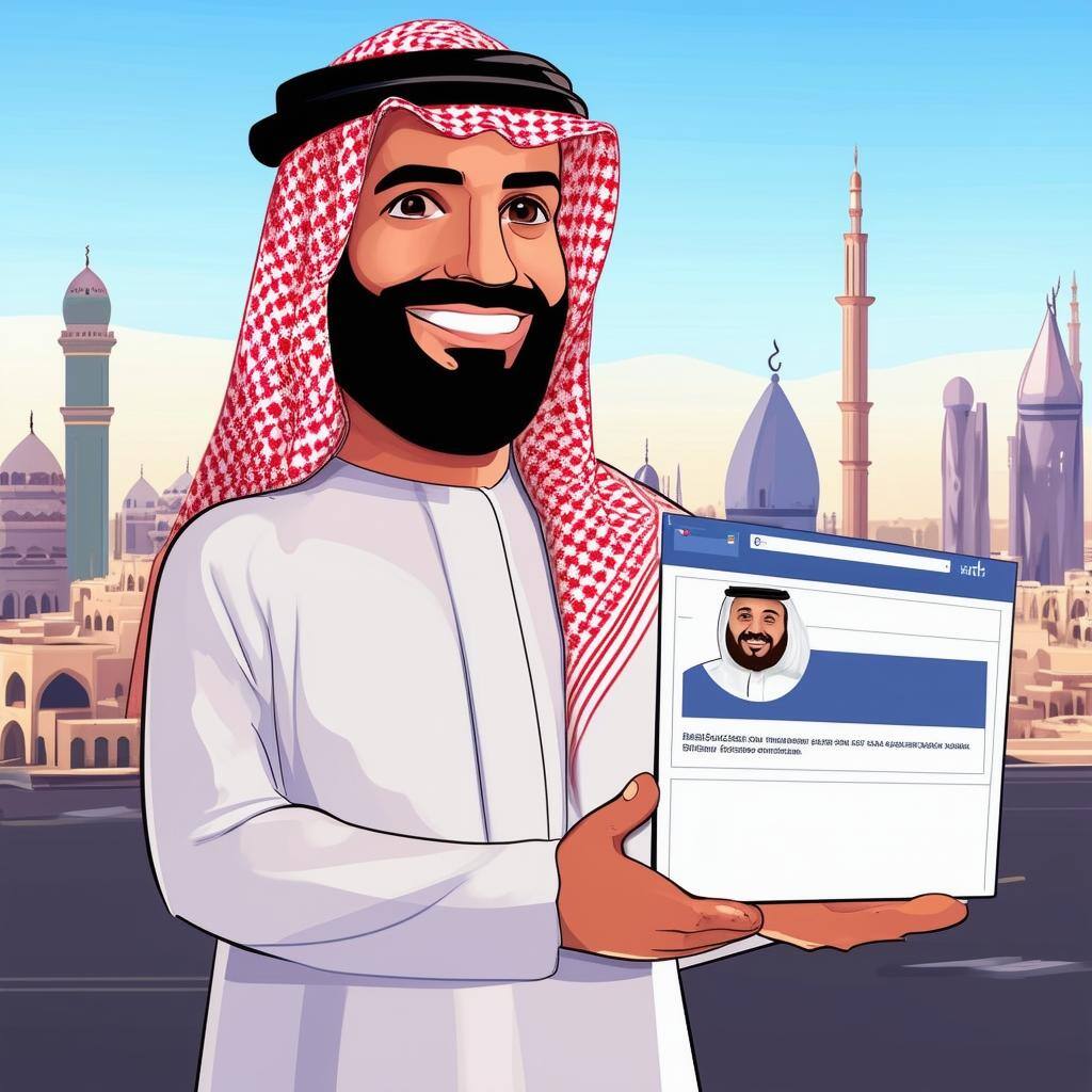 Facebook ads in KSA with a Saudi person in cartoon