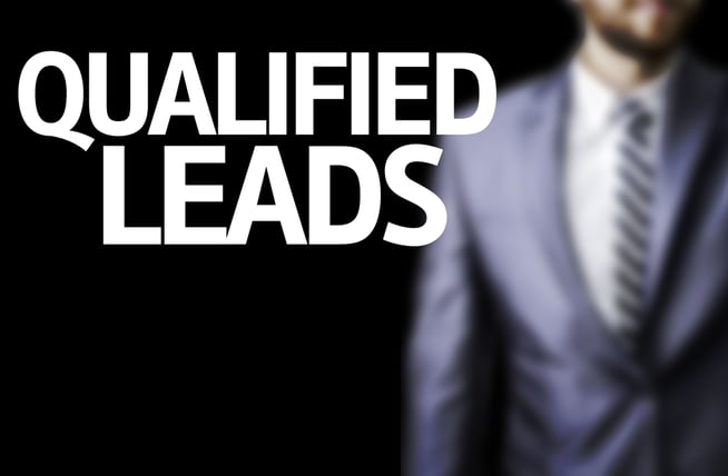 Business man with the text Qualified Leads in a concept image