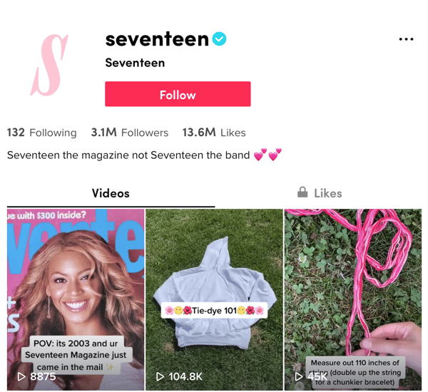 seventeen magazine TikTok