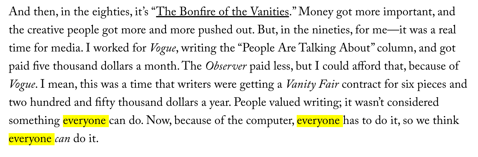 candace bushnell quote in the new yorker